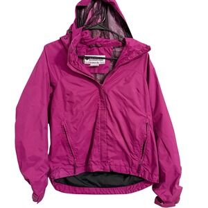 Columbia Sportswear Womens Pink Hooded Rain Jacket Lightweight Size S‎